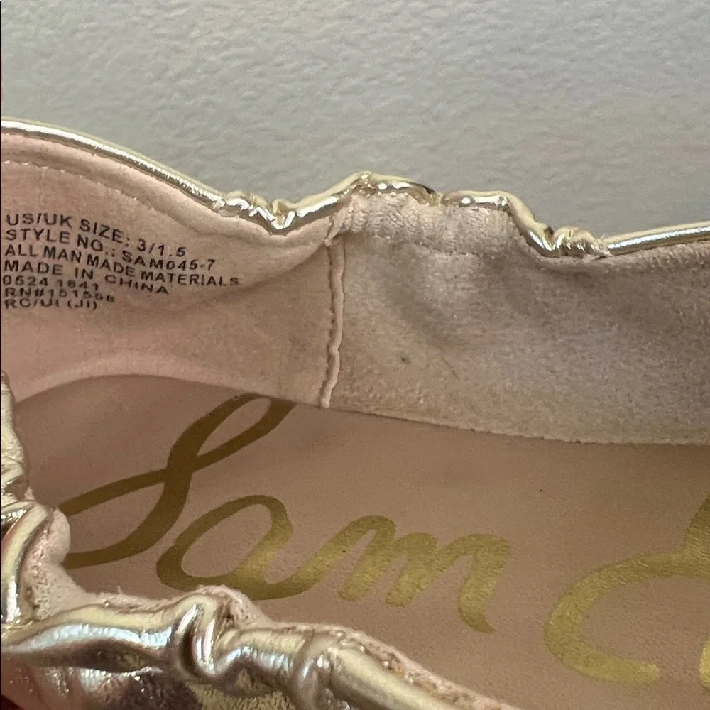 Sam Edelman Felicia Metallic Gold Ballet Flats Size 3